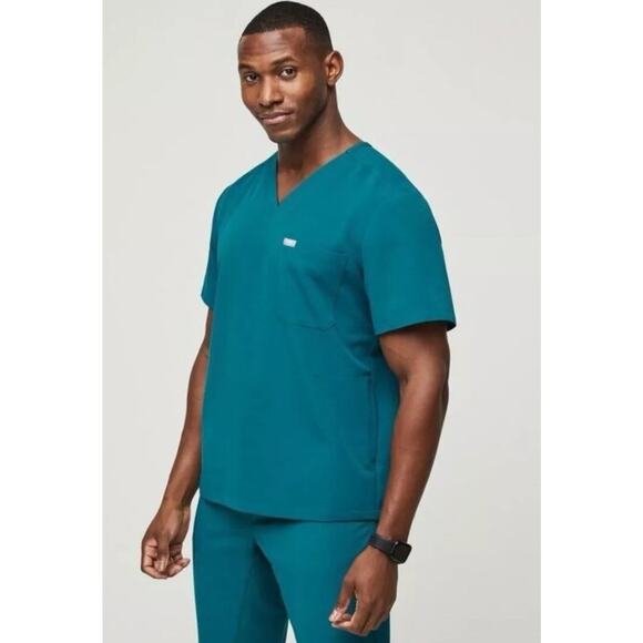 Figs Men’s Chisec 3 Pocket Top XXL Teal #TM3000 Scrubs Limited A1 - Picture 3 of 10